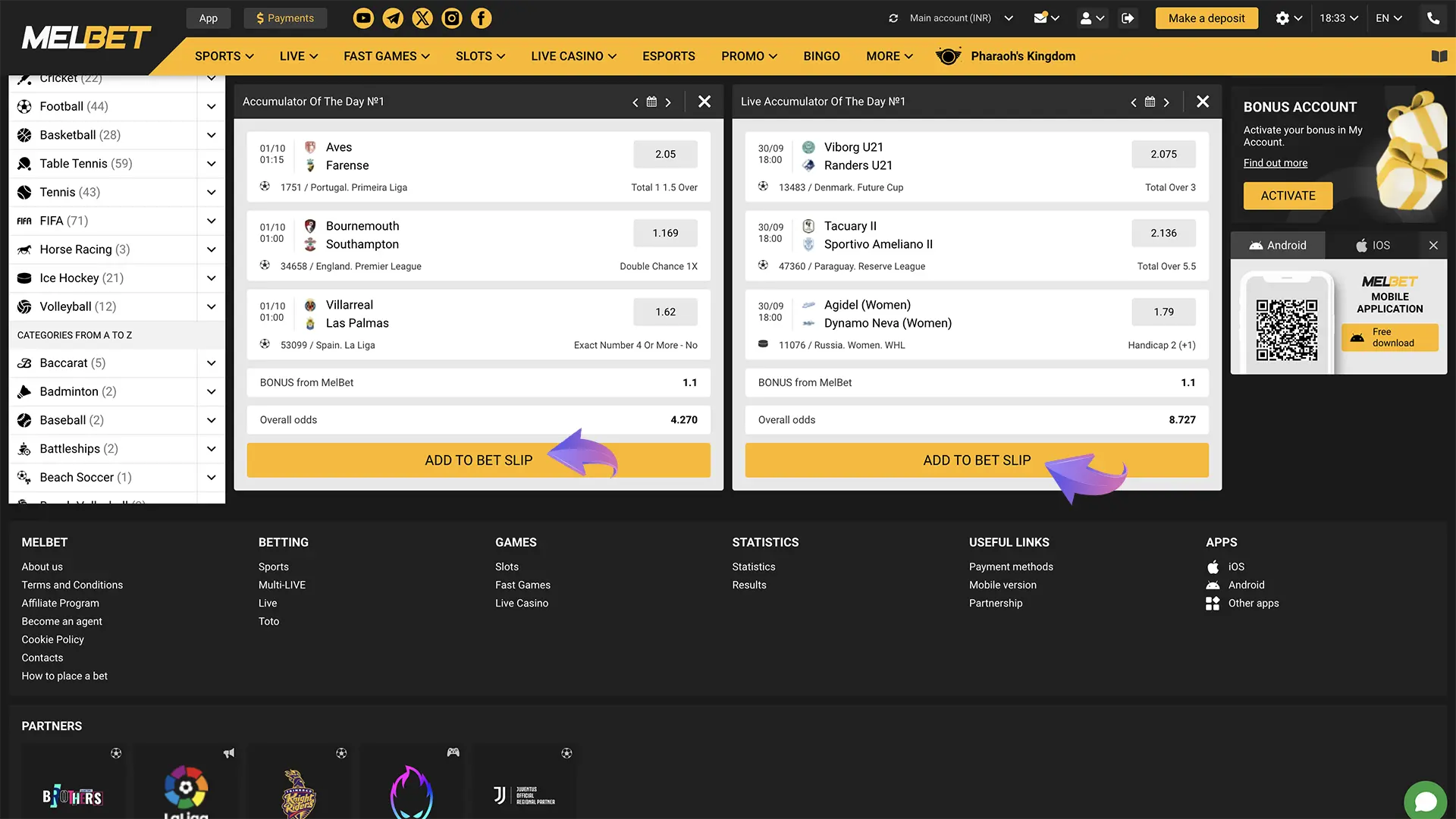 Add the recommended matches to your slip and double-check that everything looks correct.
