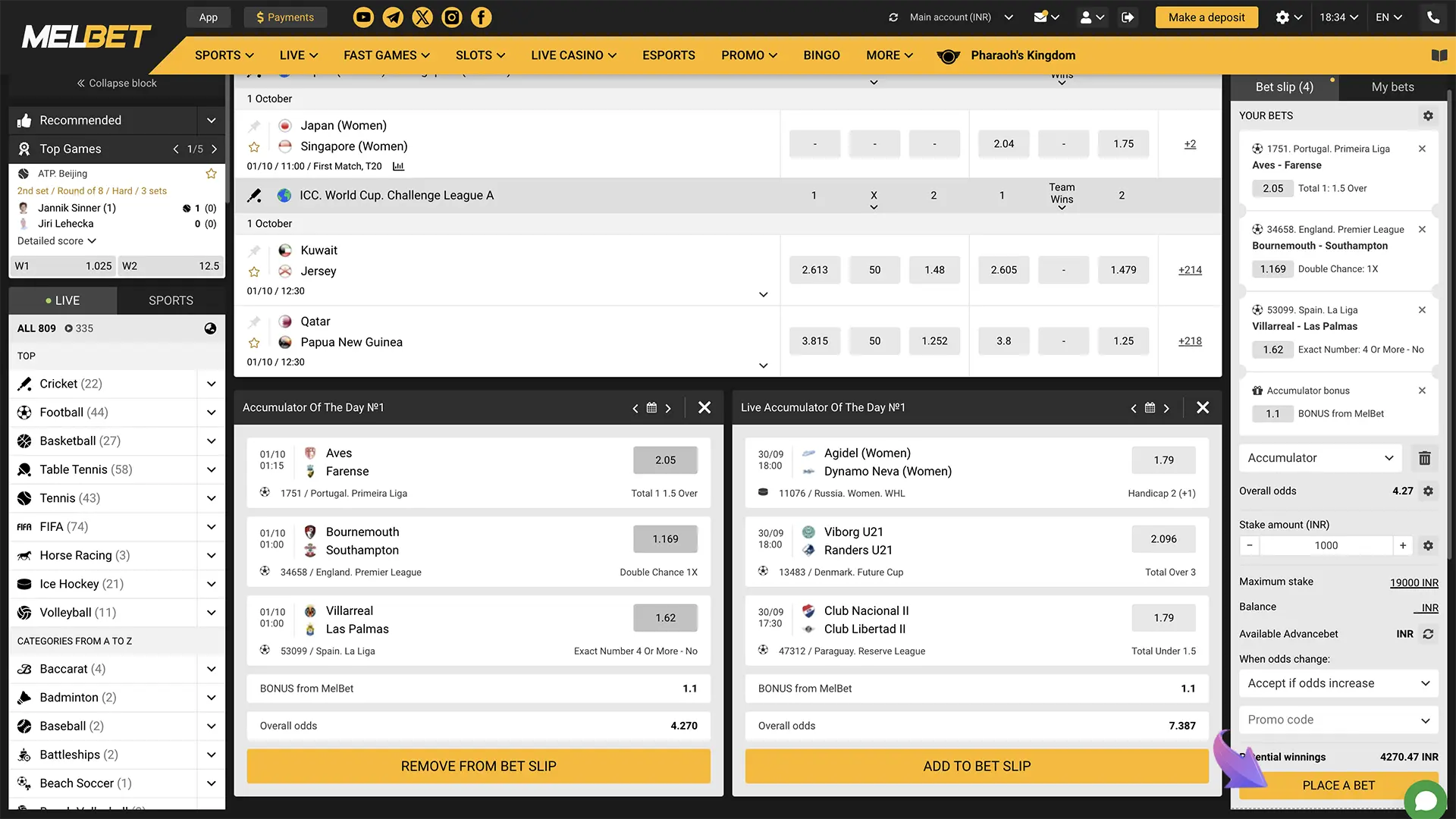 Finalize your wager and then sit back and enjoy the live action.