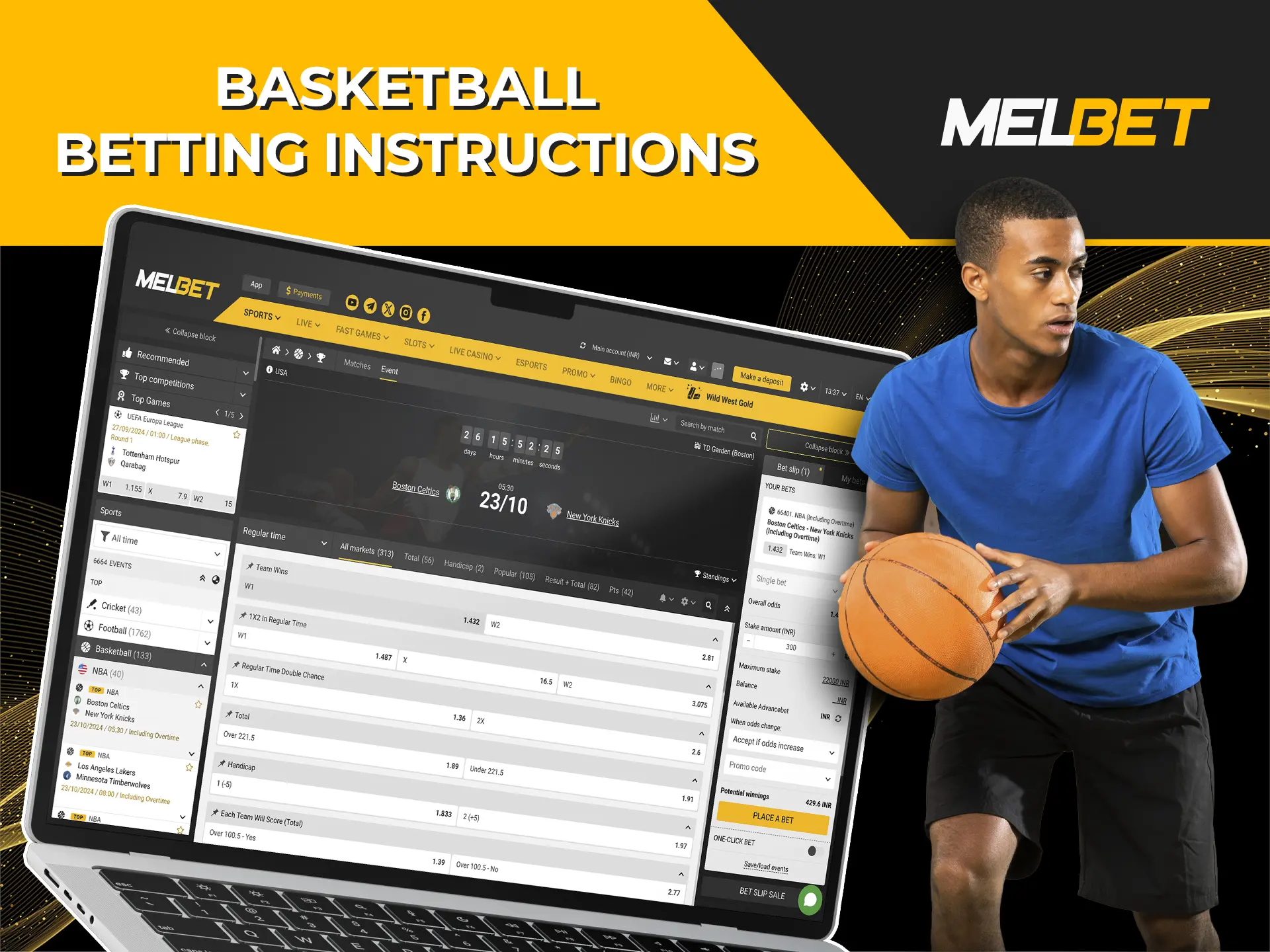 Read through our guide to ensure you feel fully confident and prepared when betting on basketball at Melbet.