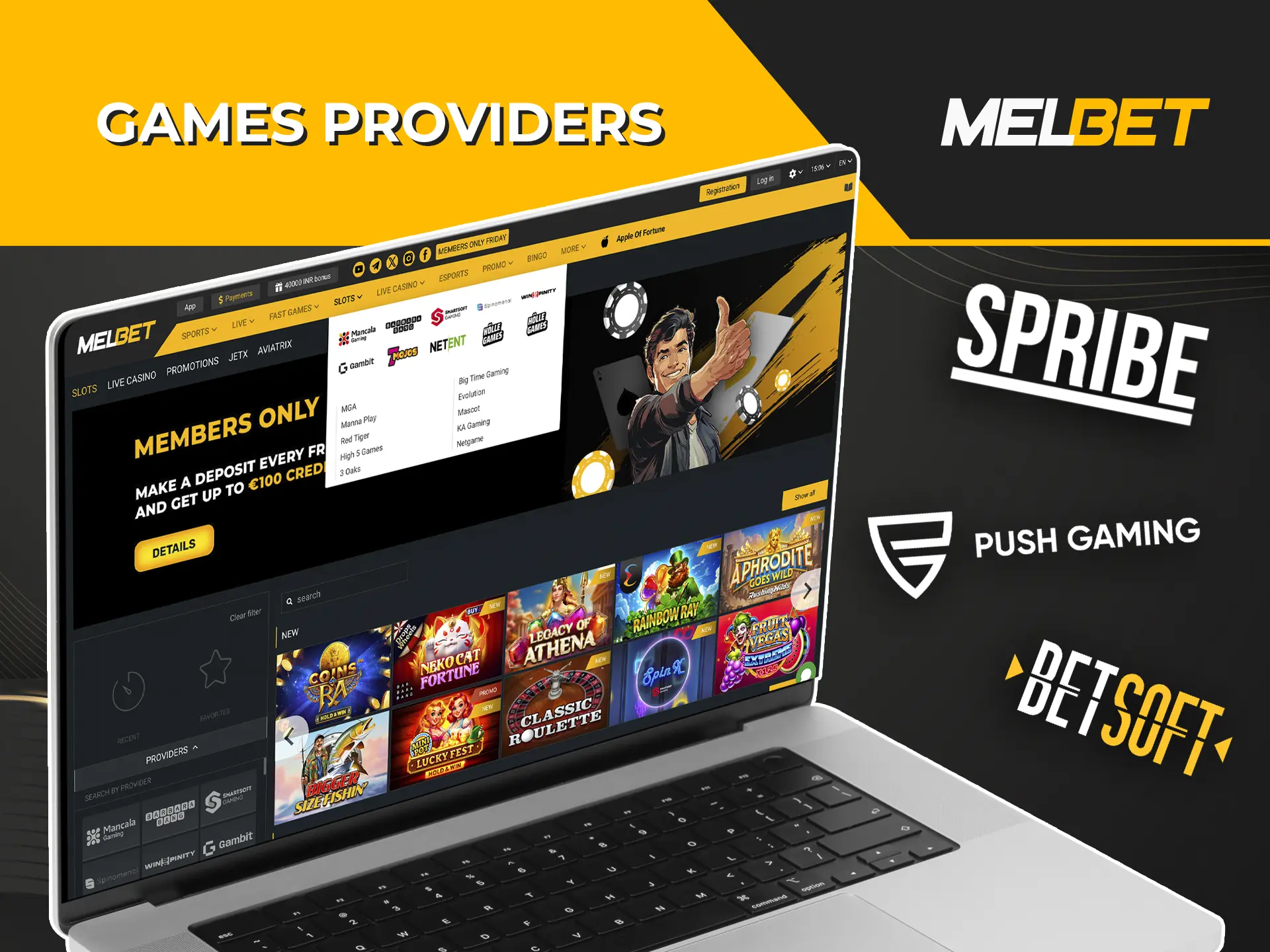 Browse the full list of premium game providers available at Melbet Casino.