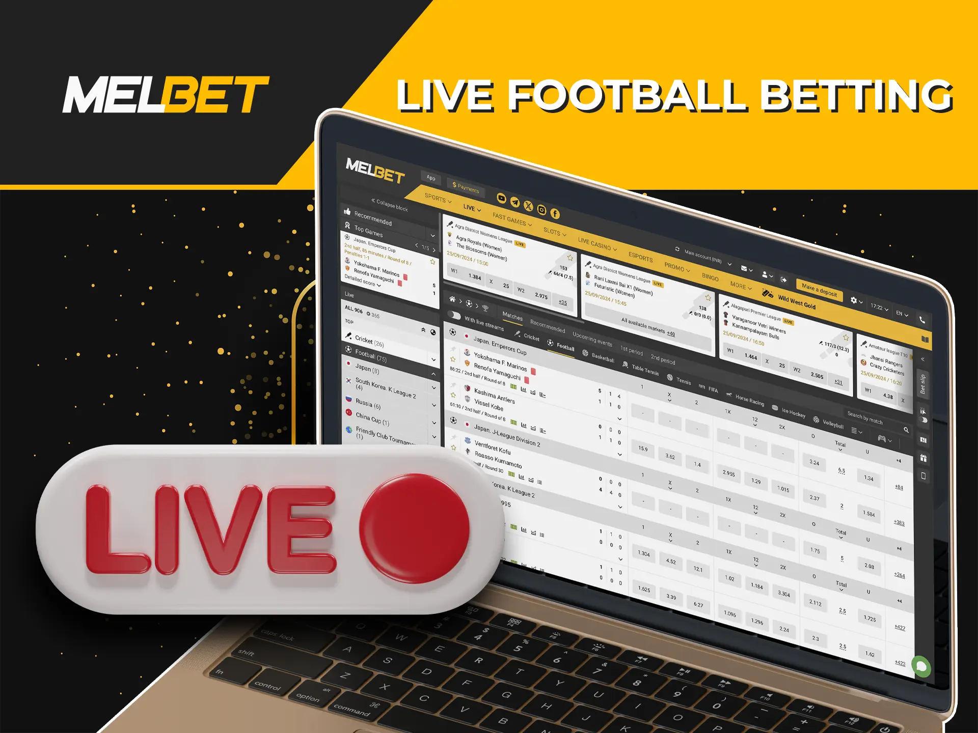 Watch the action unfold via Melbet's live streams and back your favorite team to victory with a real-time bet.