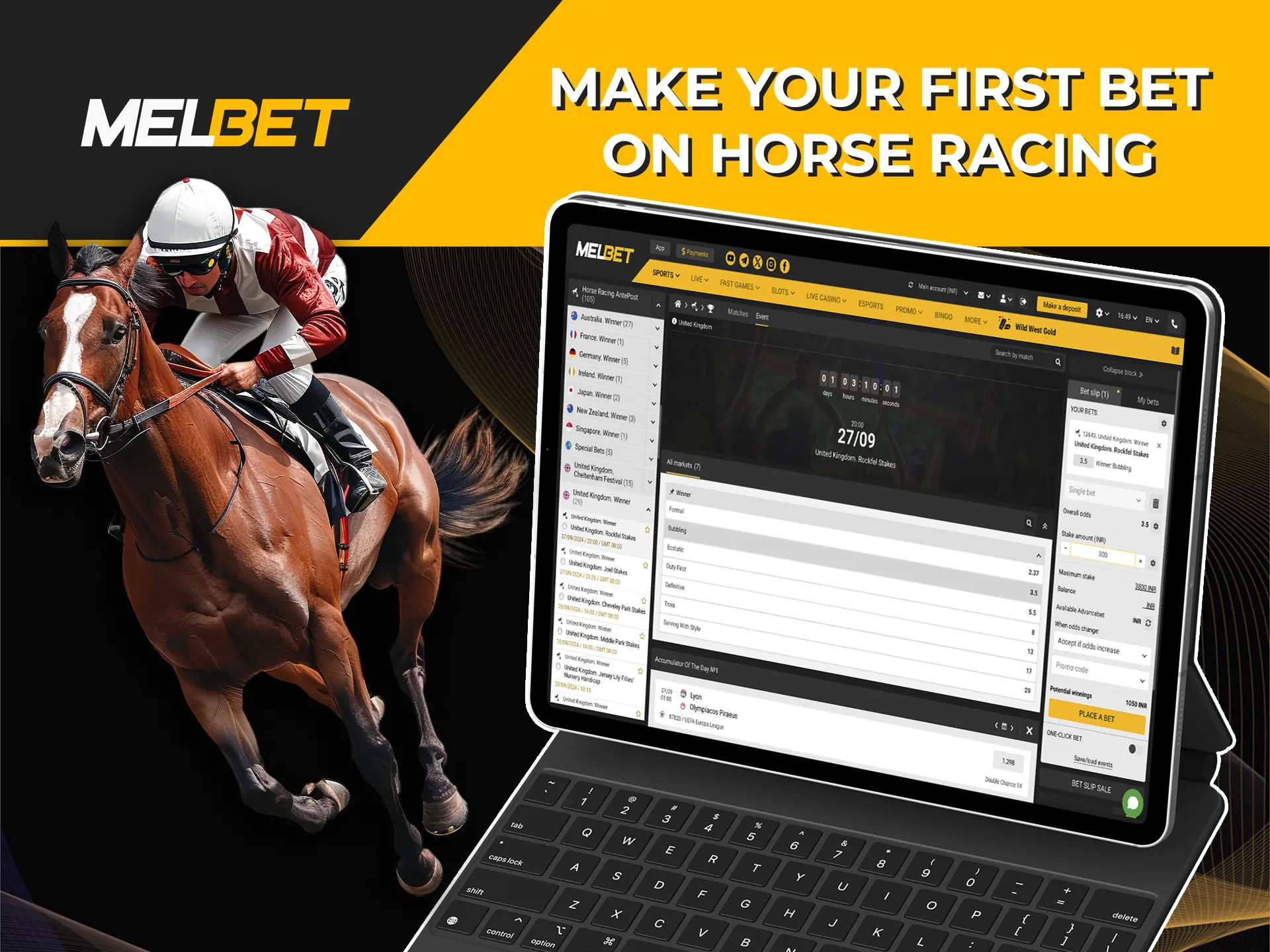 Put your racing knowledge to the test—predict the winning horse at Melbet and chase those big payouts.