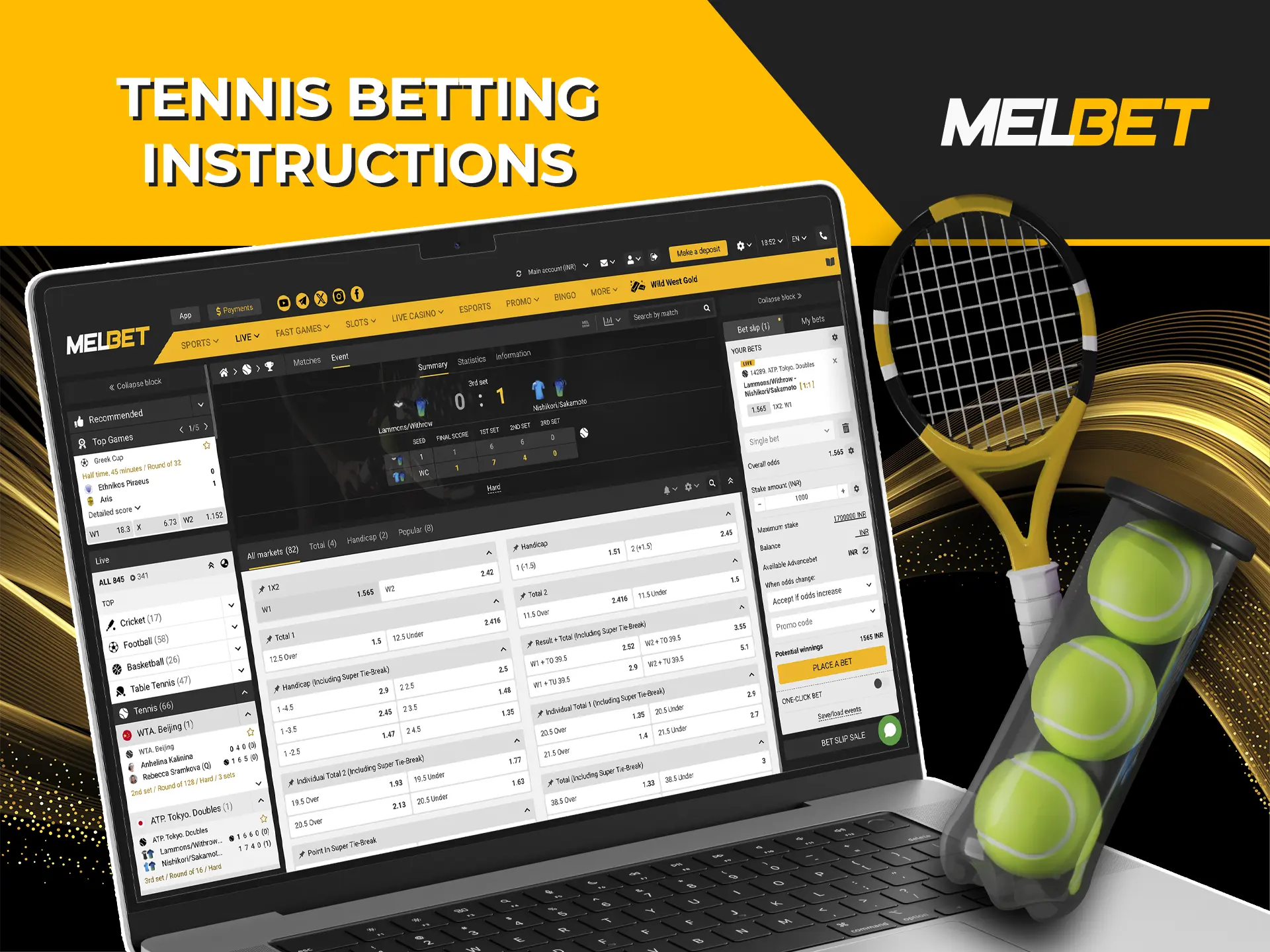 Put your tennis expertise to the test and place a winning prediction on your favorite match at Melbet.