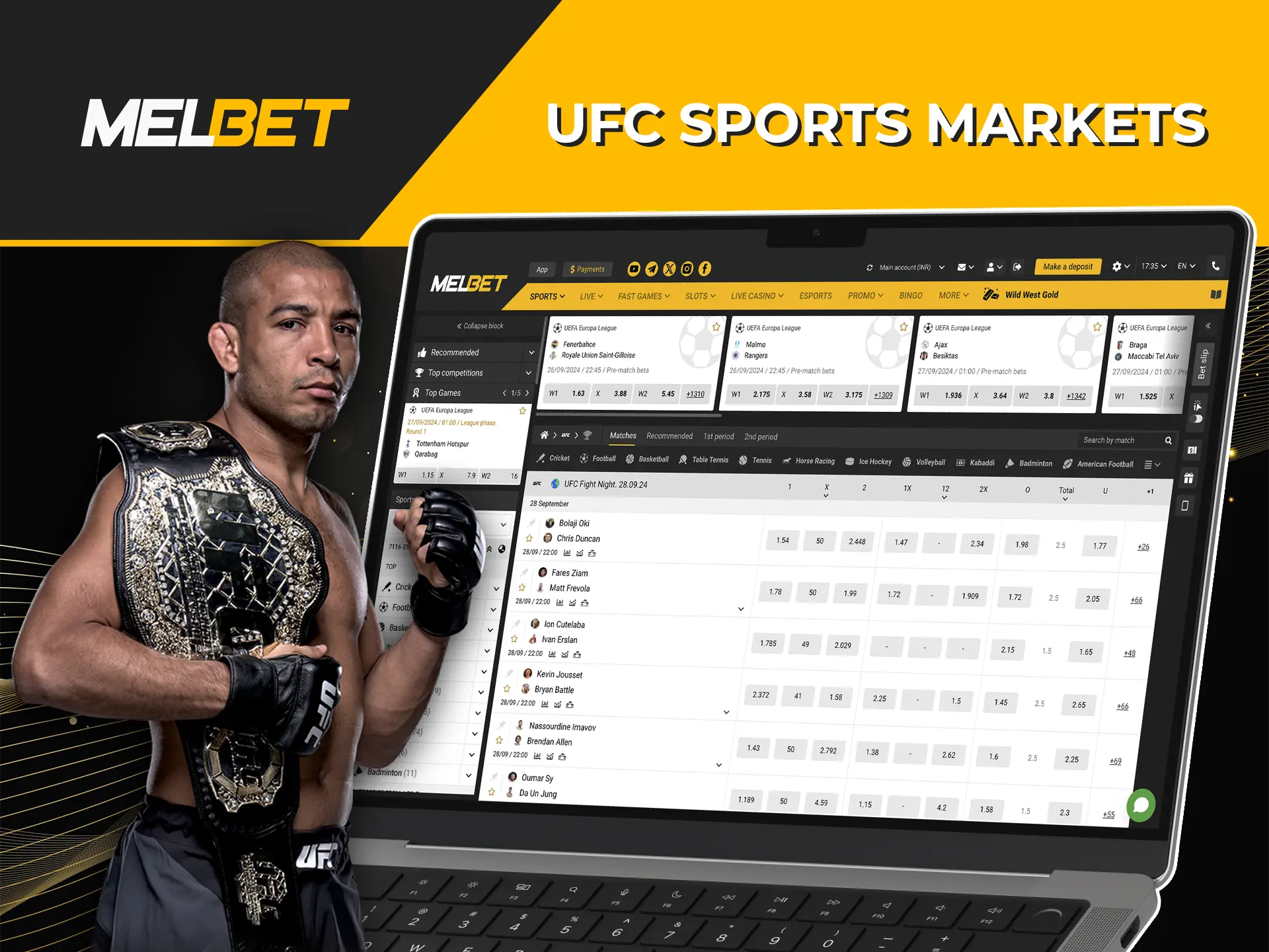 Check out the competitive odds and a wide array of betting options for the biggest UFC clashes at Melbet.