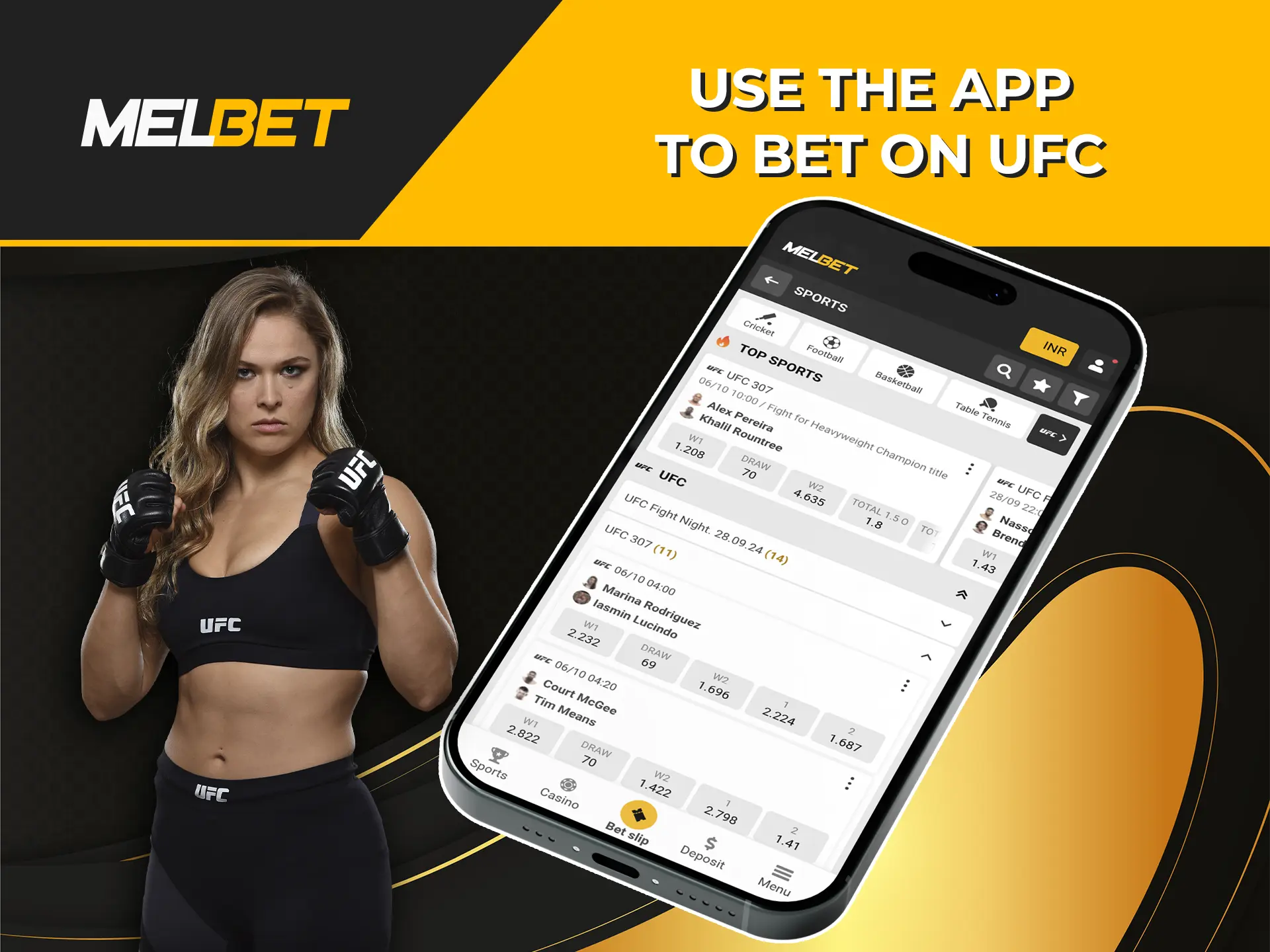 Use the Melbet app to place your bets and consistently find some of the most competitive odds for UFC bouts.