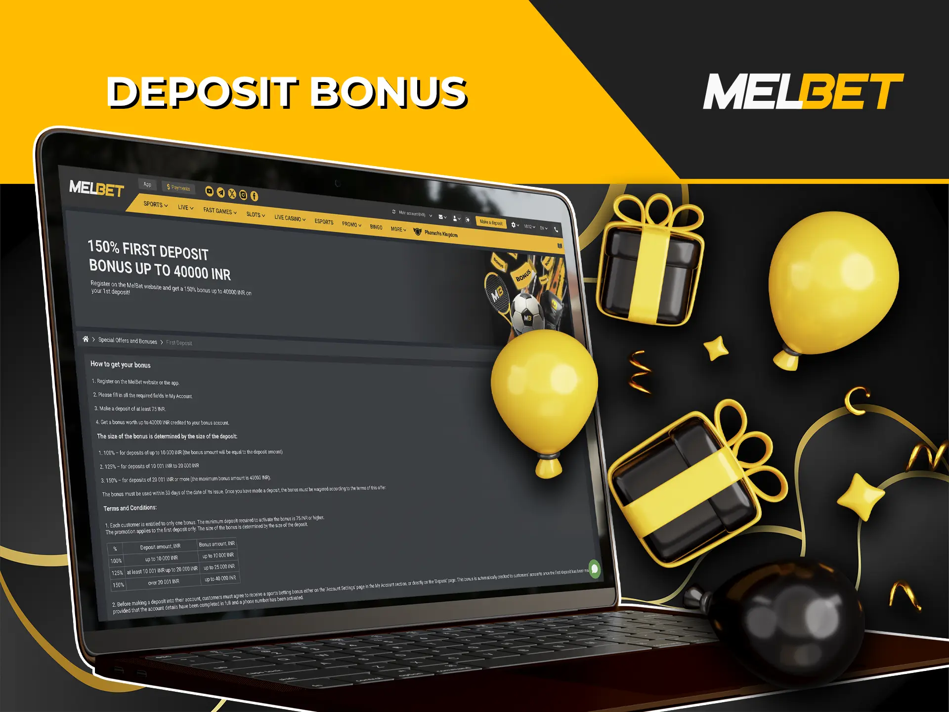 Don't miss out on the chance to secure a generous starting bonus when you first fund your Melbet Casino account.
