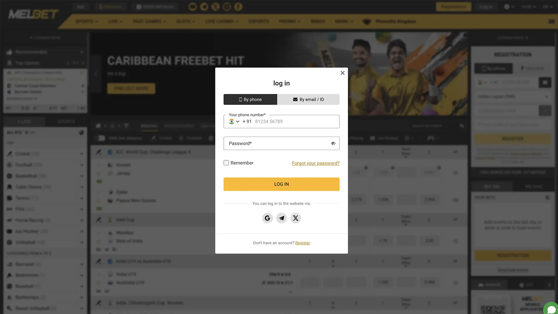 Please enter your login credentials to access your Melbet Casino profile.