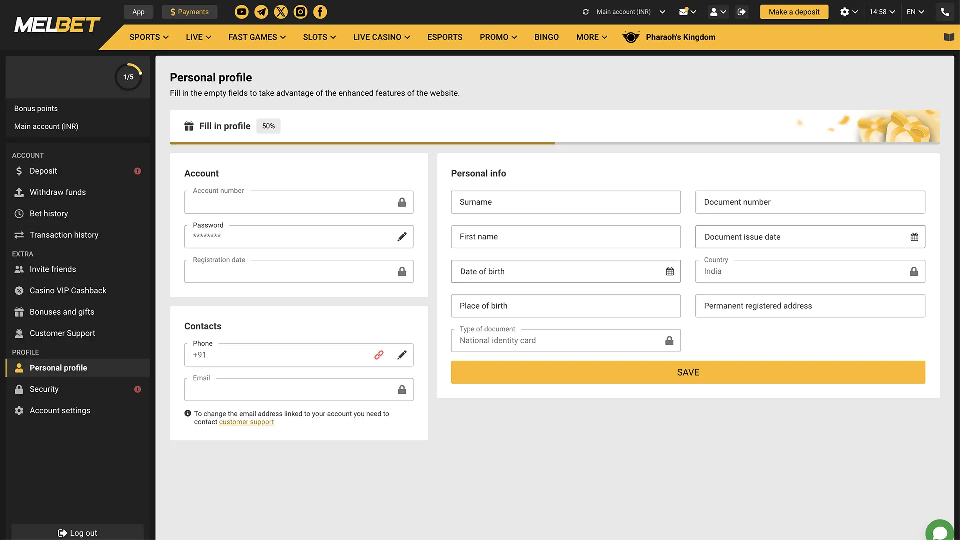 Complete the identity verification process to unlock all the features and tools available on the Melbet platform.