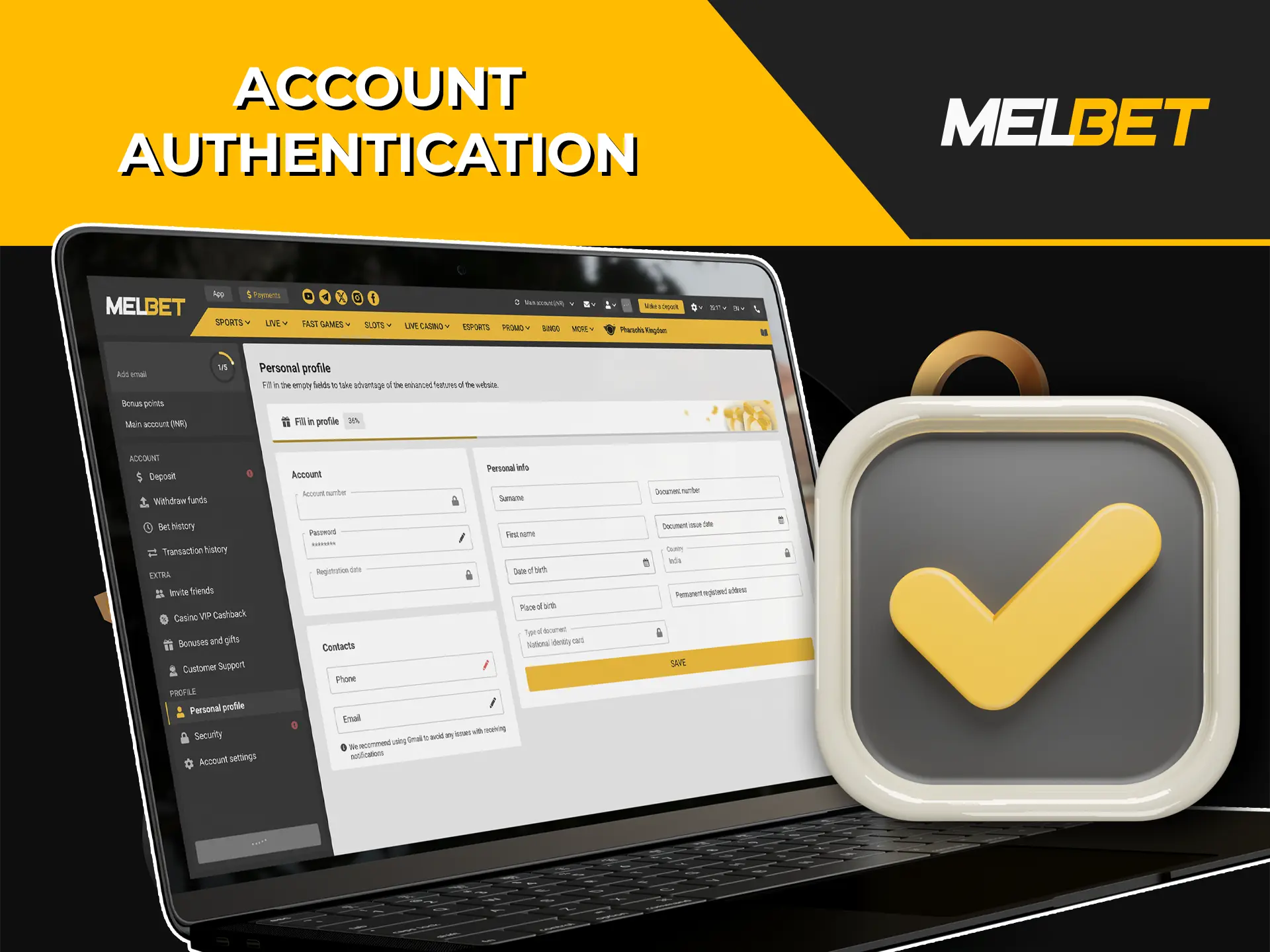 To enable instant withdrawals and unlock all the advanced features of Melbet Casino, you will need to verify your identity.