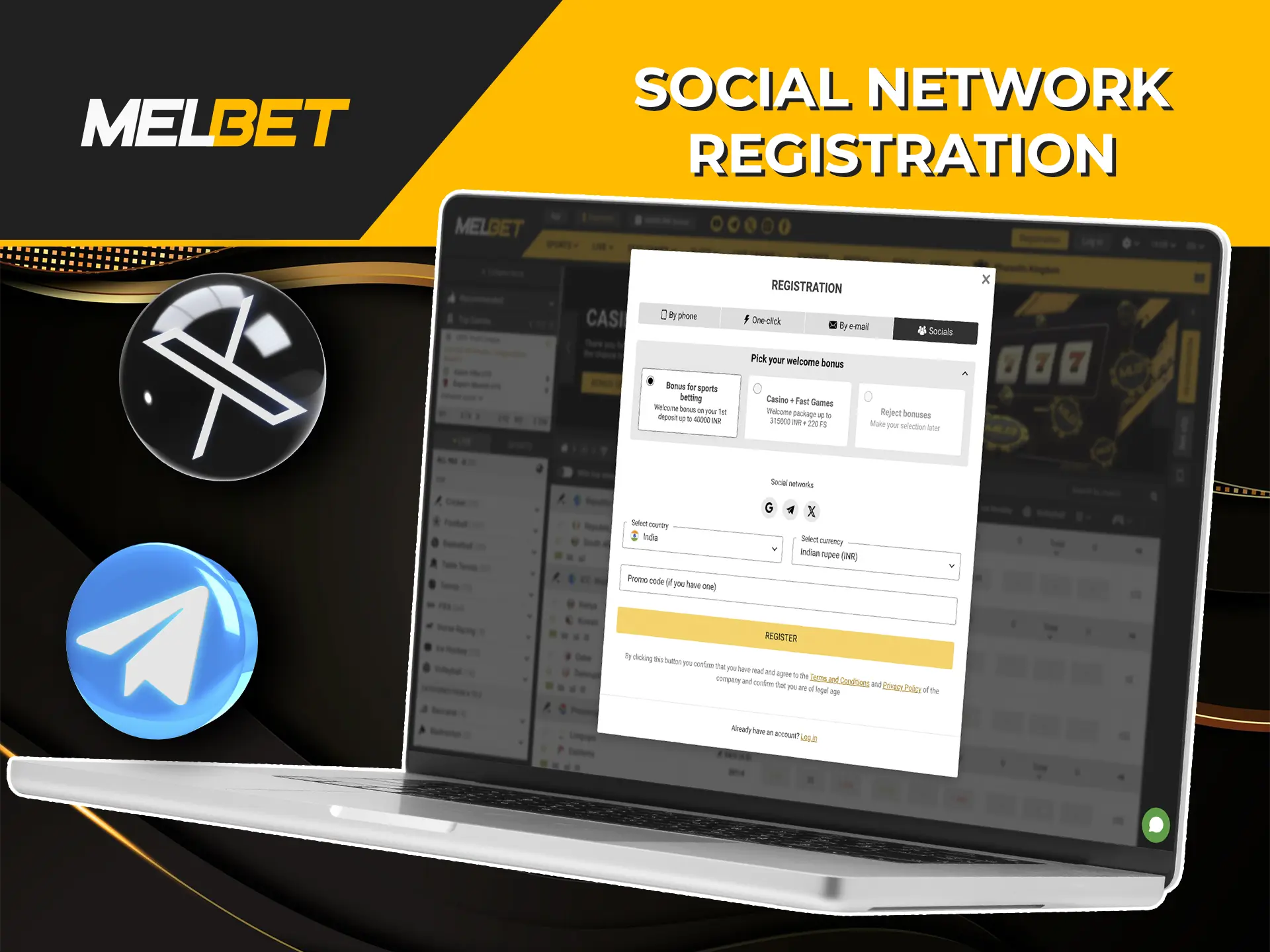 For those who want an even faster setup, Melbet Casino allows you to register using your favorite social media accounts.