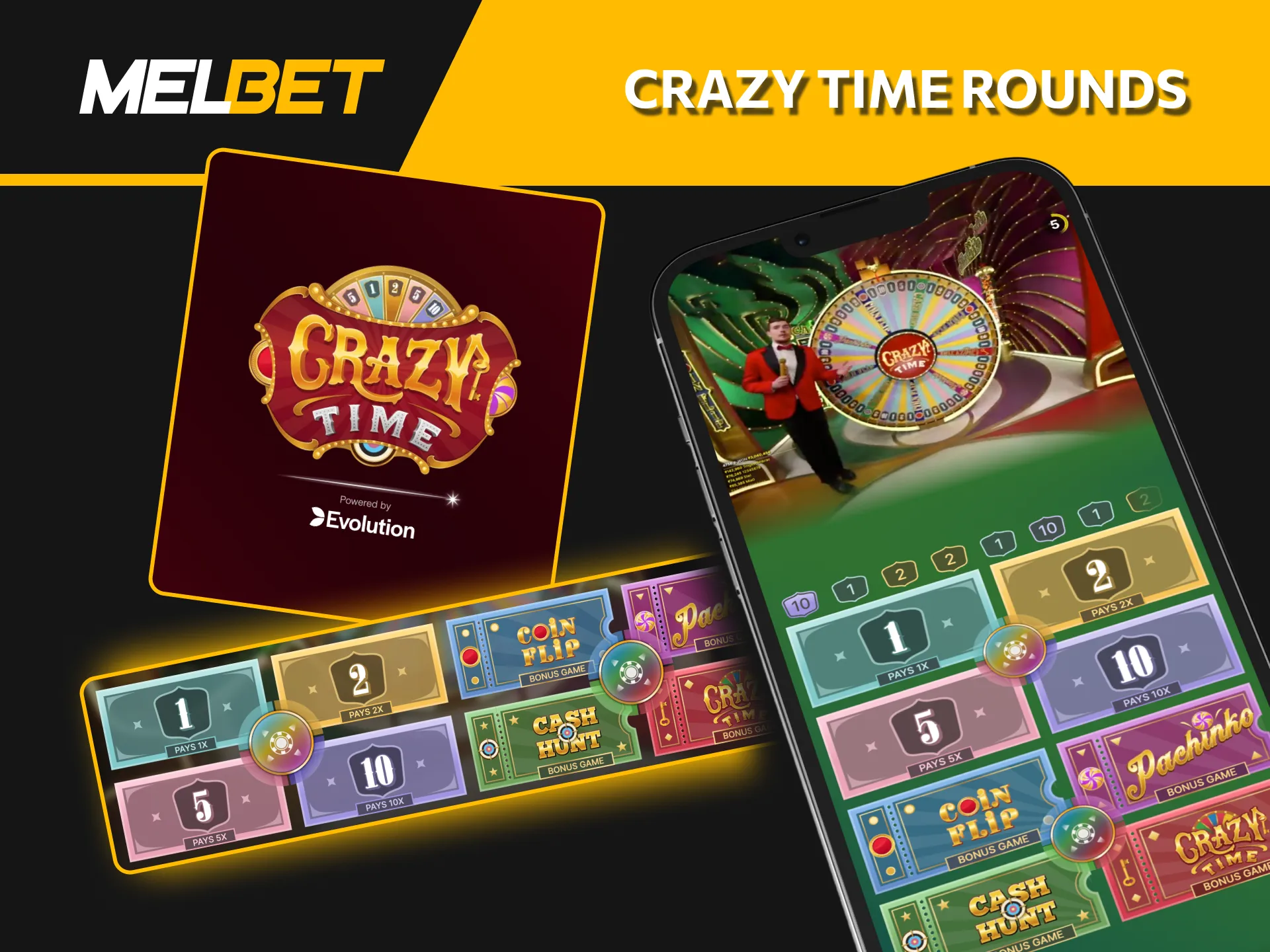 Experience the fast-paced excitement of Crazy Time rounds at Melbet live casino.