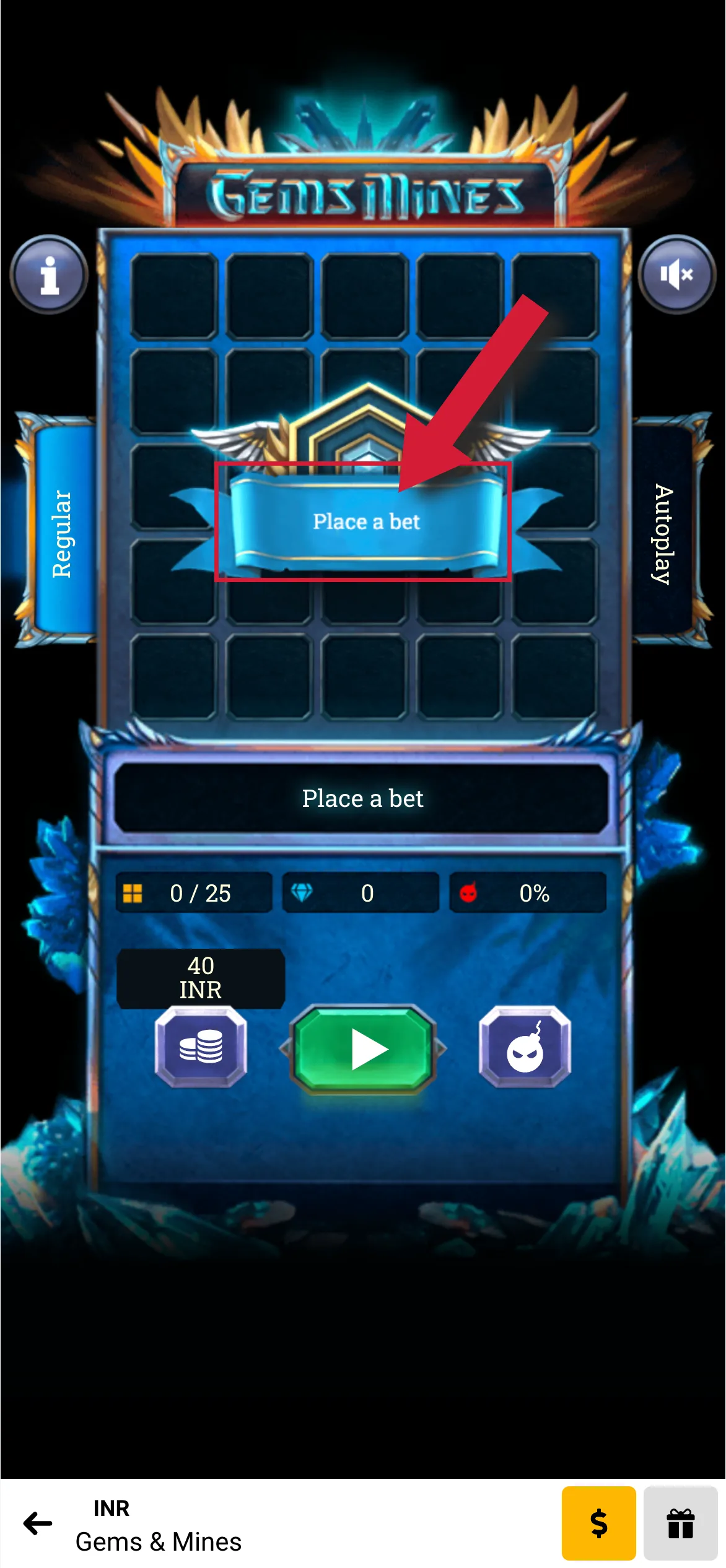 To start your session in Melbet Mines, simply pick your bet size and adjust the difficulty level.