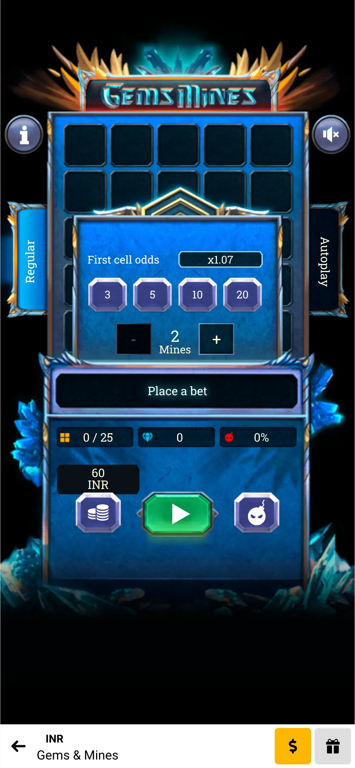 Experience the thrill of Mines, featuring sleek graphics and the chance for massive multipliers.