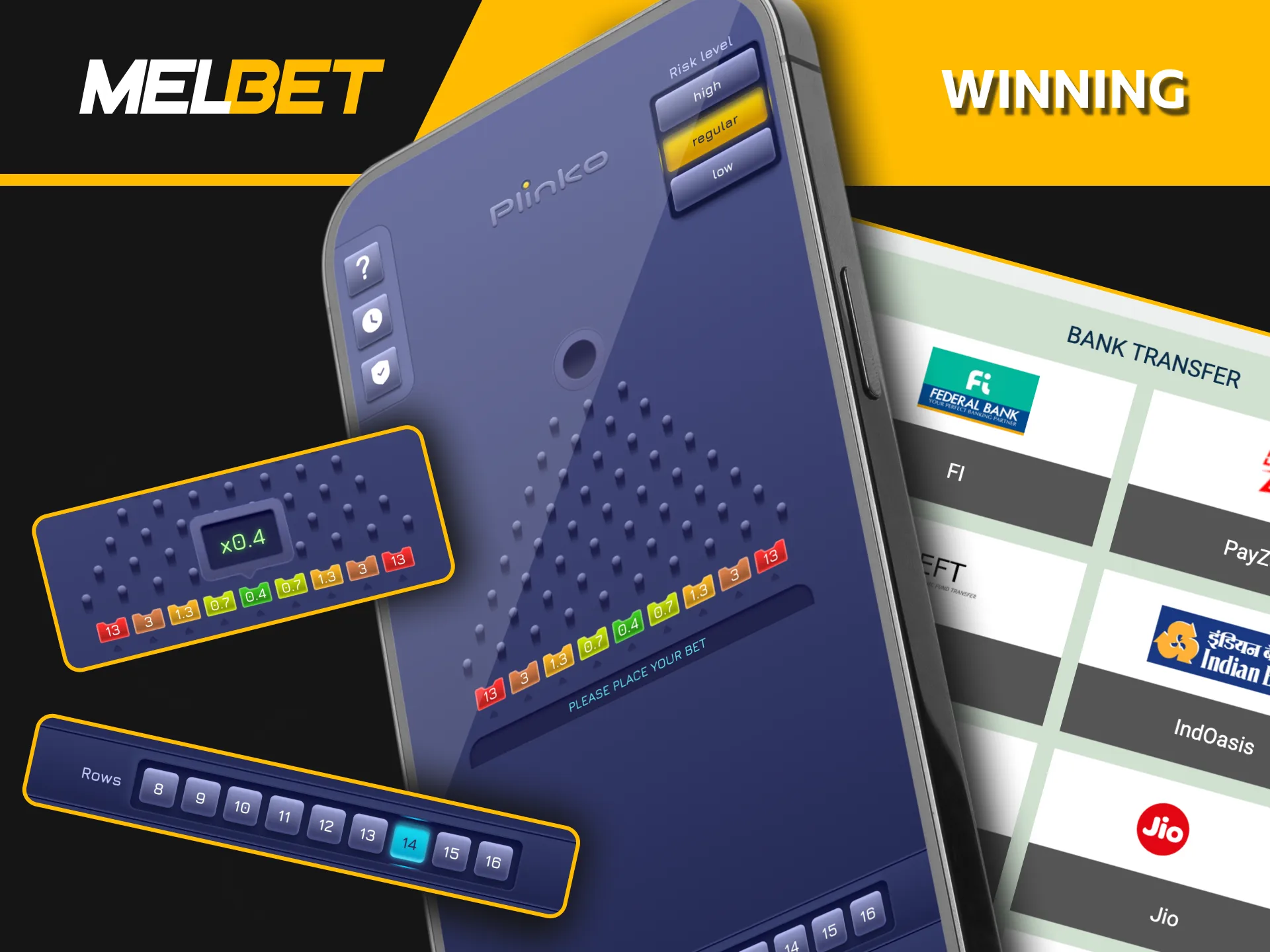 Understand how multipliers and risk settings determine your final payout in Melbet Plinko.
