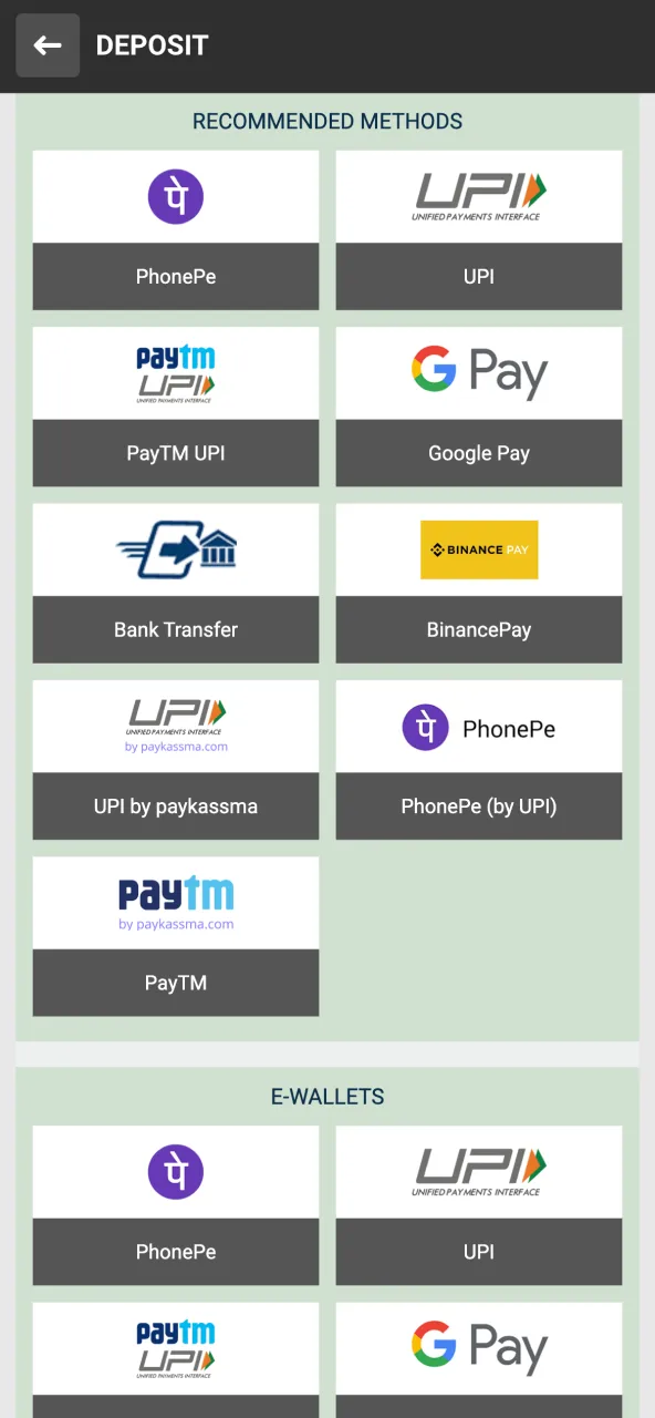 Now that your account is active, pick your favorite payment method and make your first deposit to start playing.