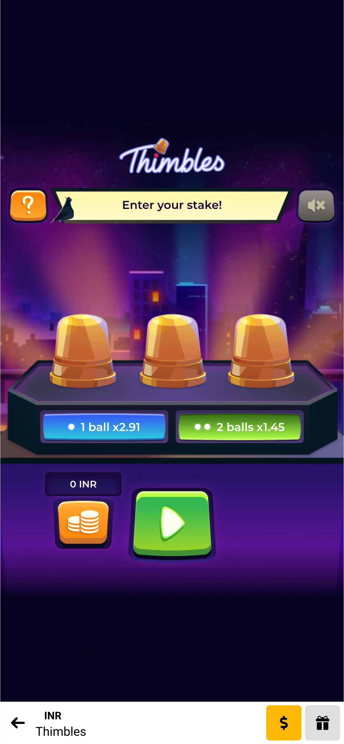 Choose your preferred risk level in Melbet's Thimbles.