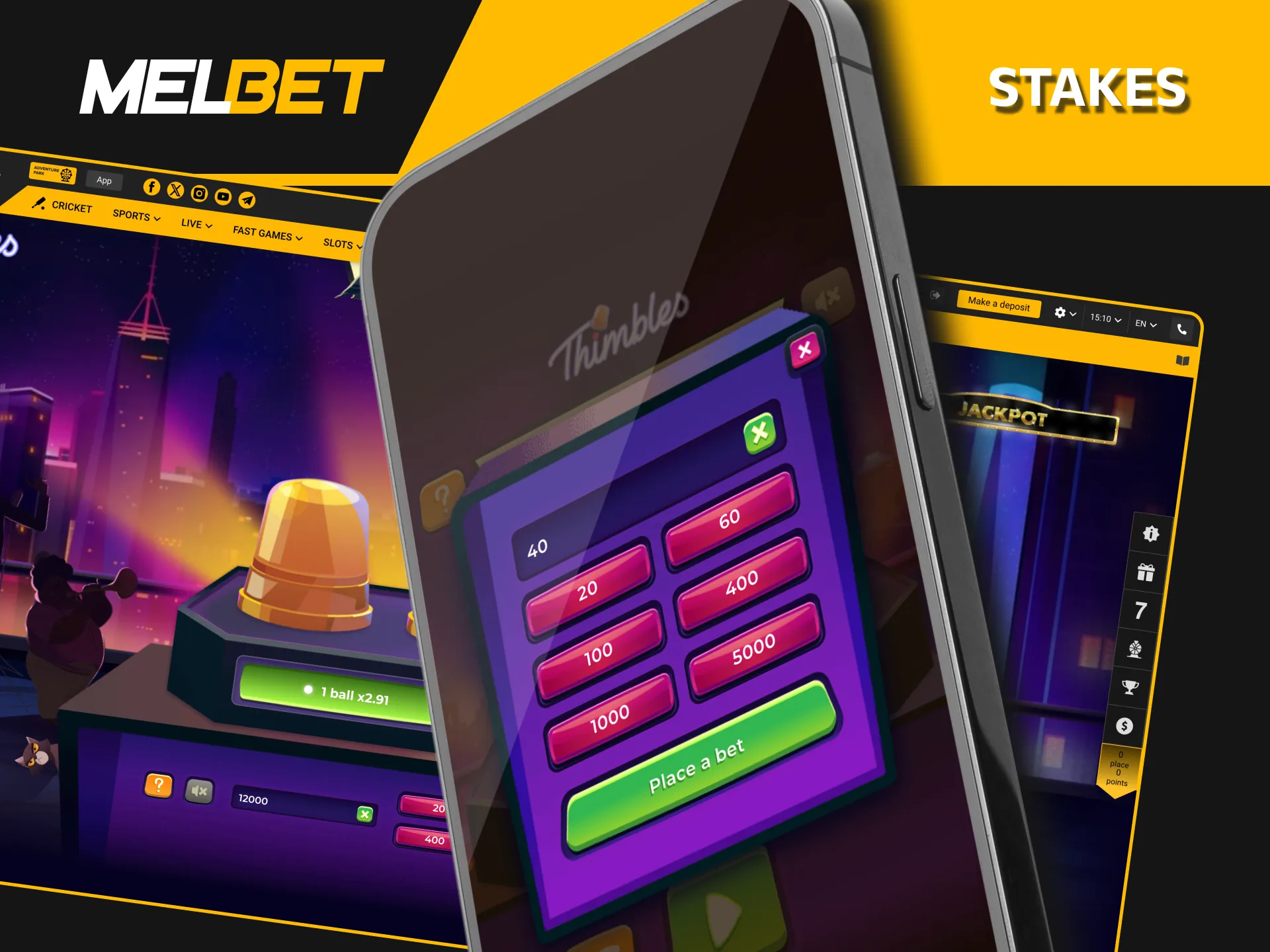 Use INR to place manual bets and pick your winning cup in Melbet's Thimbles.