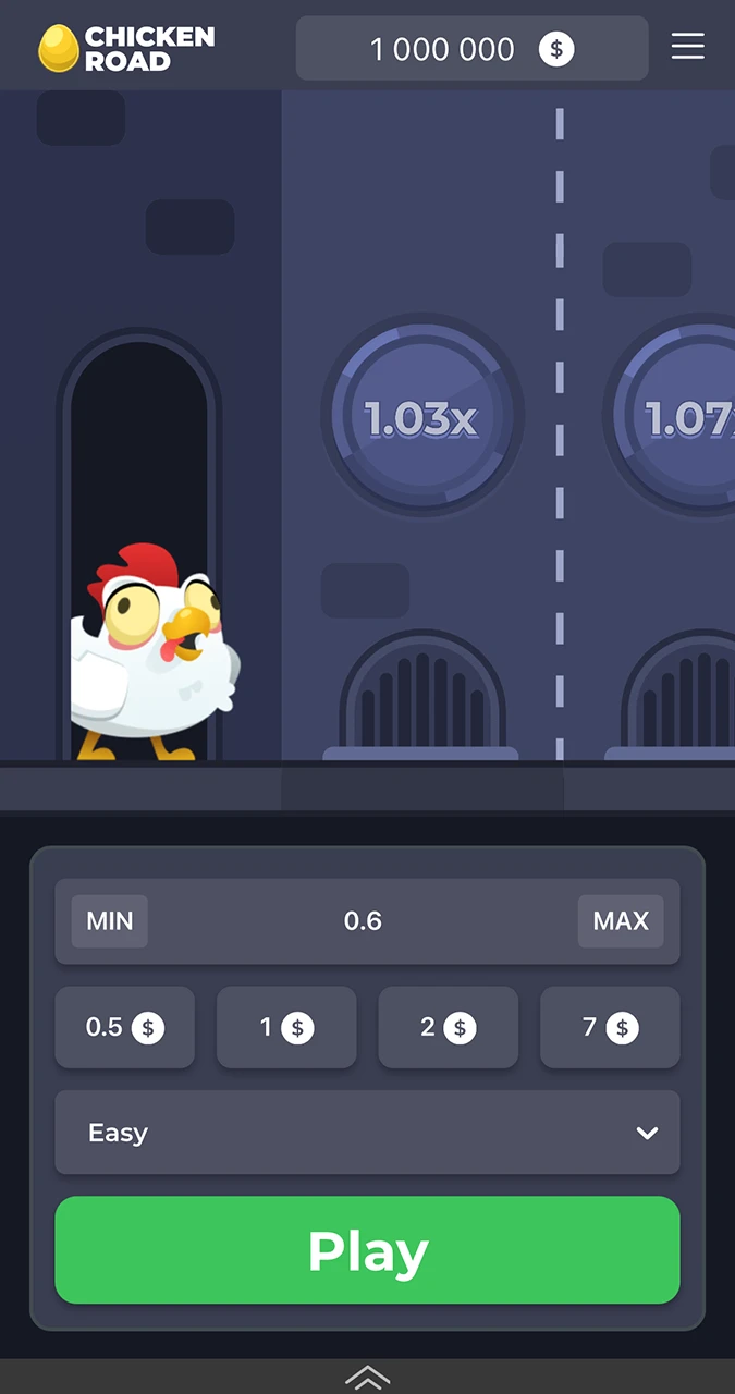 The main interface of Chicken Road within the Melbet app.