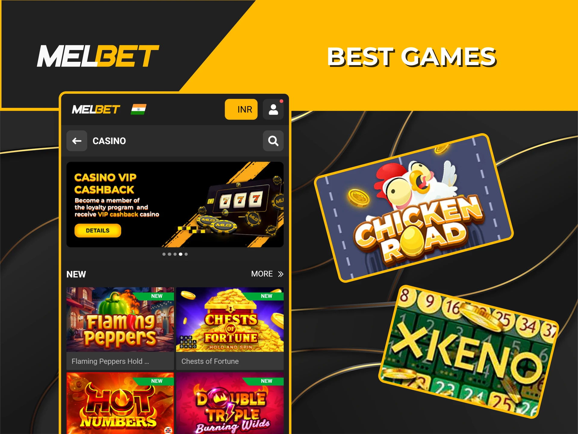 Enjoy a premium Casino experience on the Melbet Android and iOS apps.