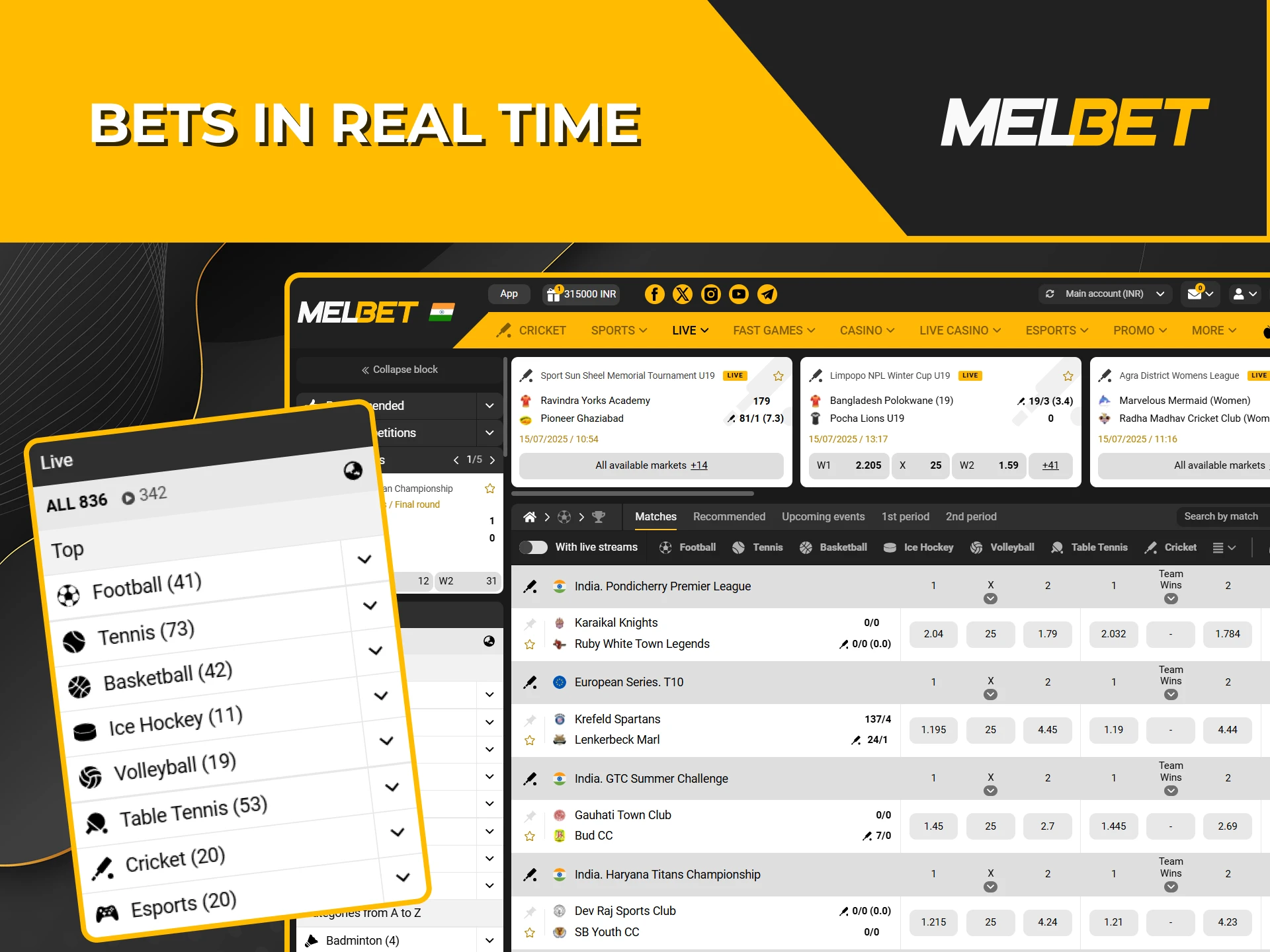 Check out the thrill of Live betting at Melbet.