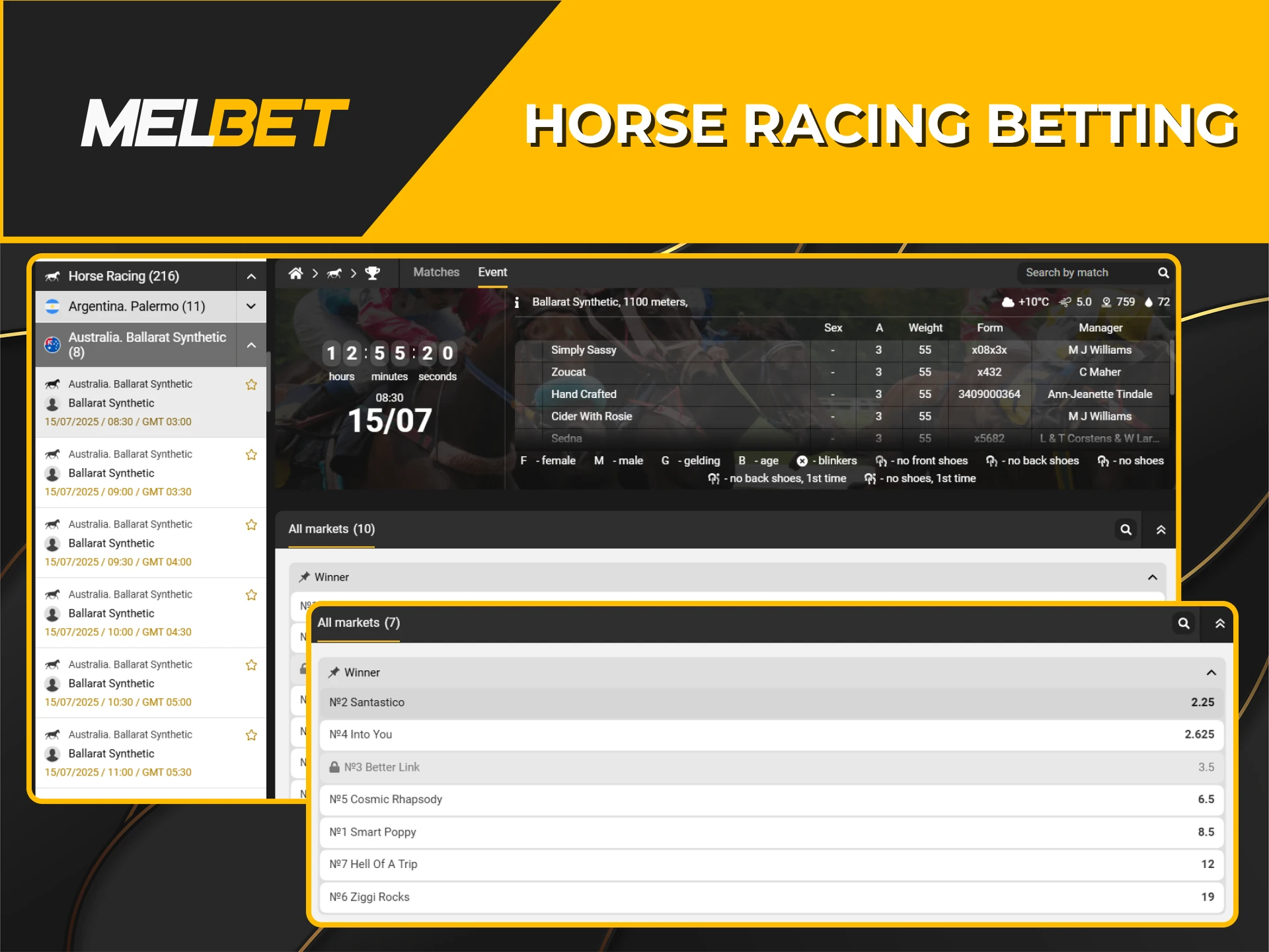 Experience the thrill of horse racing with Melbet.