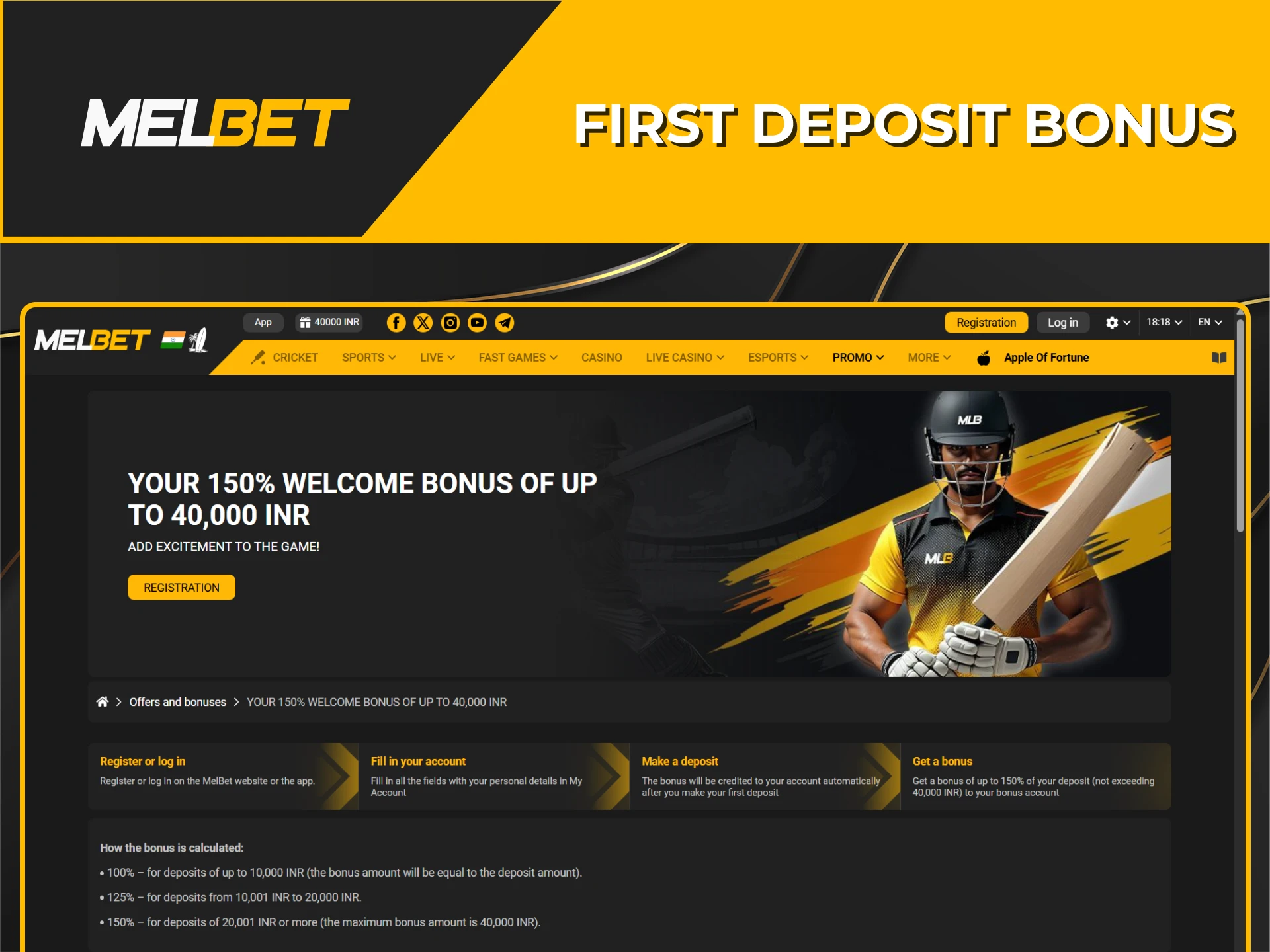 Claim your first-deposit bonus and start winning at Melbet.