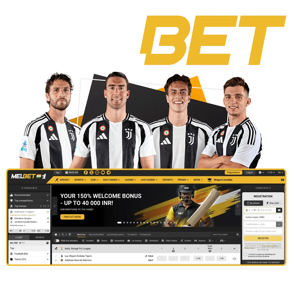 Create your account on the official Melbet platform and kick off your betting journey with a ₹40,000 bonus.