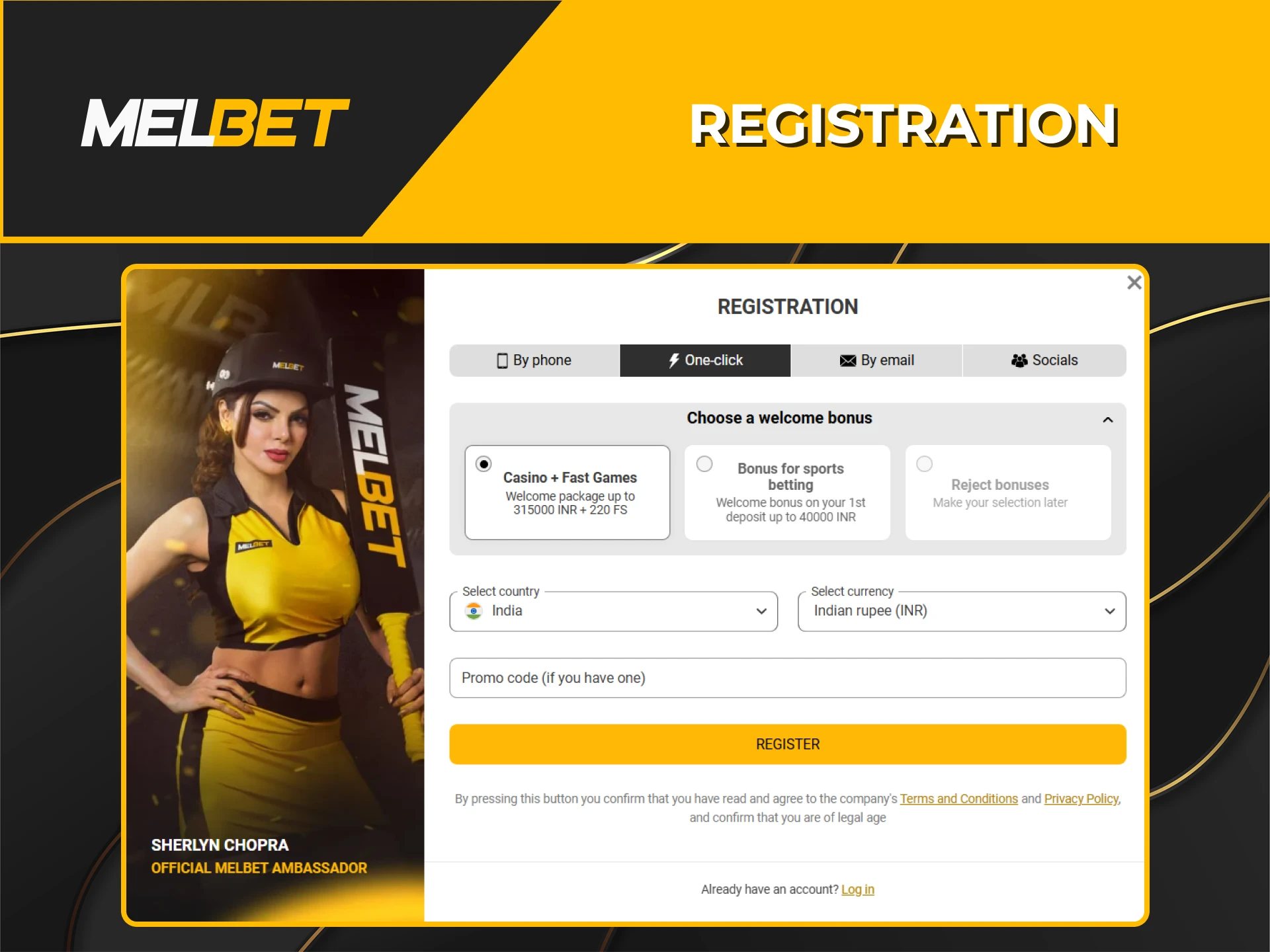 Pick your preferred sign-up method to open your Melbet account today.