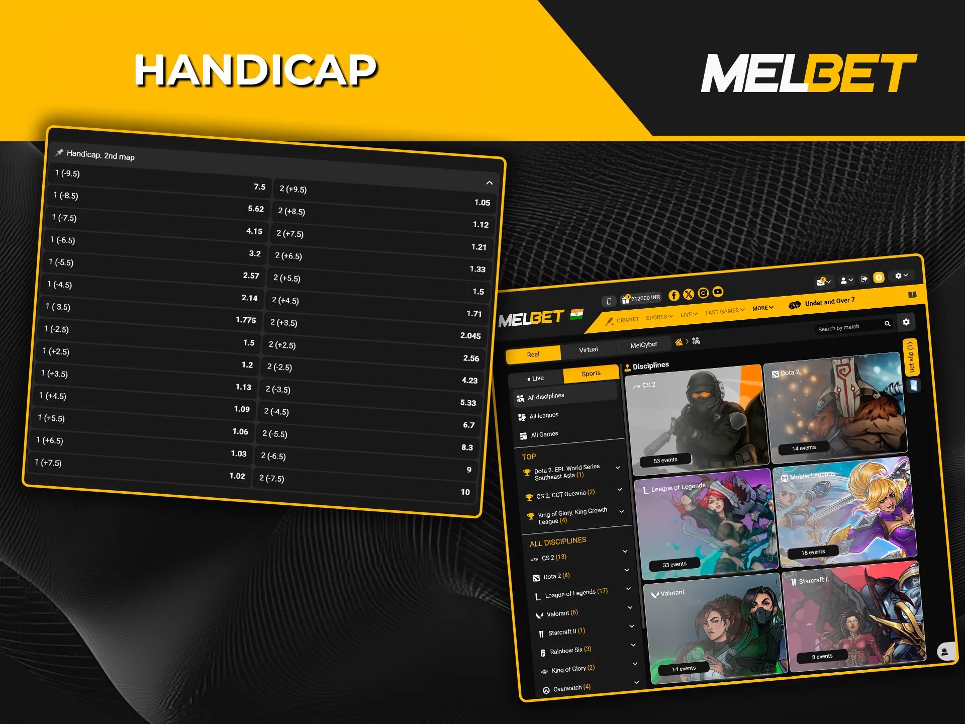 Discover how to use handicaps to add a new layer of strategy to your eSports bets at Melbet.