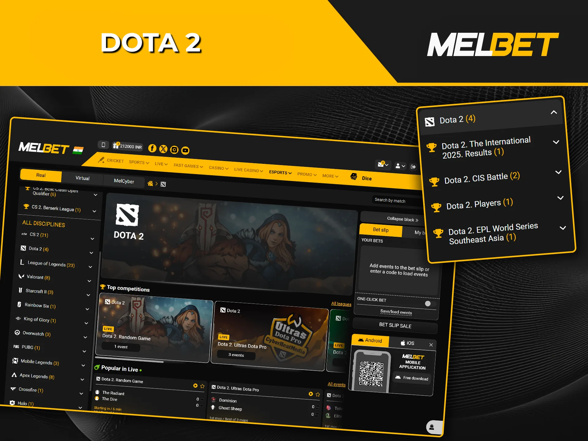 Step into the strategic world of Dota 2 betting here at Melbet.
